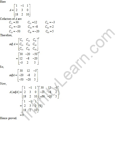 RD Sharma Class 12 Solutions Chapter 7 Adjoint and Inverse of Matrix Ex 7.1 Q3