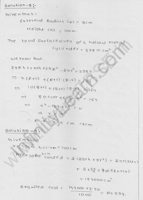 RD Sharma Class 9 solutions Chapter 19 Surface Area and volume of A Right Circular cylinder Ex 19.1 5