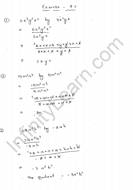 Division Of Algebraic Expressions Class 8 Maths Solutions - Infinity ...