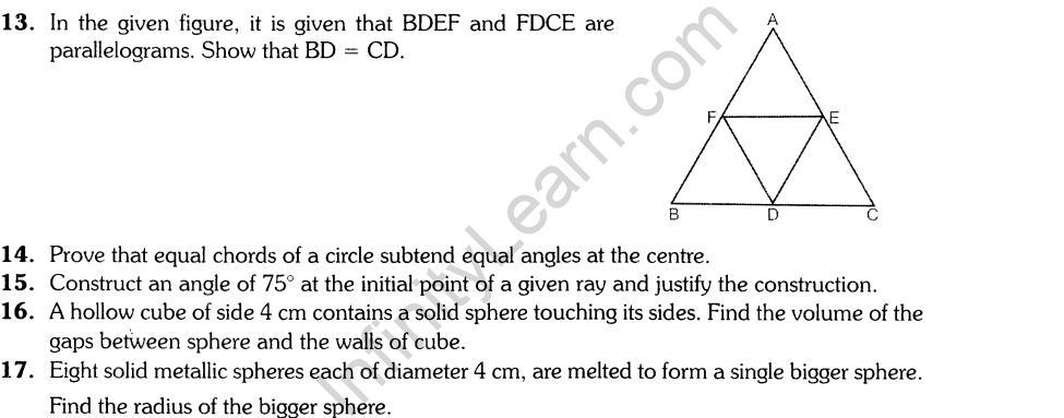 CBSE Sample Papers for Class 9 SA2 Maths Solved 2016 Set 5-5