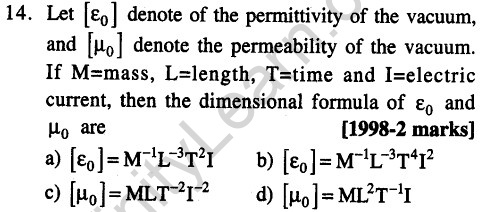 JEE Main Previous Year Papers Questions With Solutions Physics Units, Dimensions And Errors-9