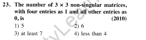 JEE Main Previous Year Papers Questions With Solutions Maths Matrices, Determinatnts and Solutions of Linear Equations-23