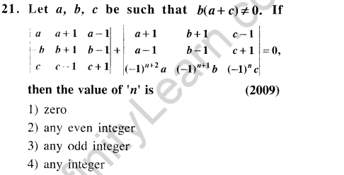 JEE Main Previous Year Papers Questions With Solutions Maths Matrices, Determinatnts and Solutions of Linear Equations-21