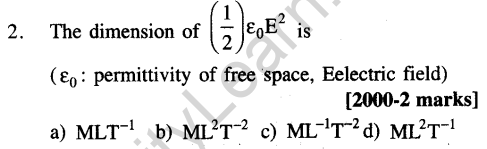 JEE Main Previous Year Papers Questions With Solutions Physics Units, Dimensions And Errors-2