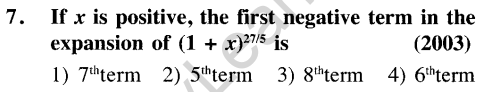 JEE Main Previous Year Papers Questions With Solutions Maths Binomial Theorem and Mathematical Induction-7