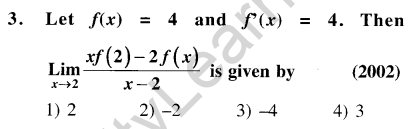 JEE Main Previous Year Papers Questions With Solutions Maths Limits,Continuity,Differentiability and Differentiation-3
