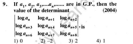JEE Main Previous Year Papers Questions With Solutions Maths Matrices, Determinatnts and Solutions of Linear Equations-9