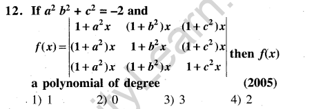 JEE Main Previous Year Papers Questions With Solutions Maths Matrices, Determinatnts and Solutions of Linear Equations-12