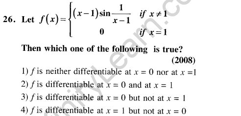 JEE Main Previous Year Papers Questions With Solutions Maths Limits,Continuity,Differentiability and Differentiation-26
