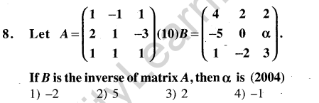 JEE Main Previous Year Papers Questions With Solutions Maths Matrices, Determinatnts and Solutions of Linear Equations-8