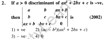 JEE Main Previous Year Papers Questions With Solutions Maths Matrices, Determinatnts and Solutions of Linear Equations-2