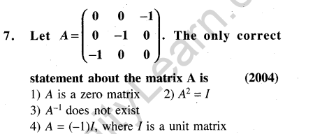 JEE Main Previous Year Papers Questions With Solutions Maths Matrices, Determinatnts and Solutions of Linear Equations-7