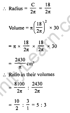 RD Sharma Class 9 Questions Chapter 19 Surface Areas and Volume of a Circular Cylinder