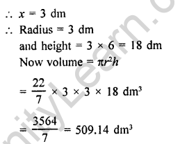 RD Sharma Math Solution Class 9 Chapter 19 Surface Areas and Volume of a Circular Cylinder