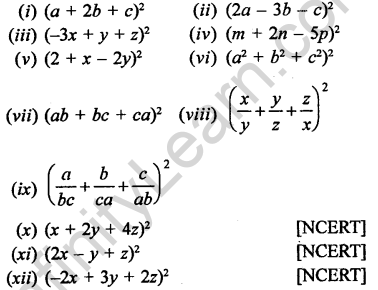 RD Sharma Class 9 Chapter 4 Algebraic Identities Ex 4.2