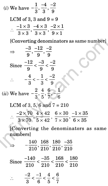 Rational Numbers Class 7 Extra Questions Maths Chapter 9 Q9.1