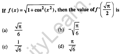 Maths MCQs for Class 12 with Answers Chapter 5 Continuity and Differentiability Q11