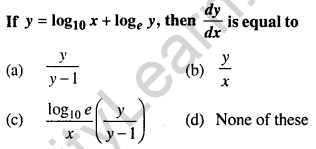 Maths MCQs for Class 12 with Answers Chapter 5 Continuity and Differentiability Q22