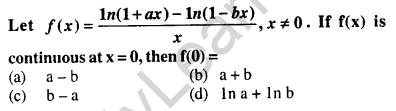 Maths MCQs for Class 12 with Answers Chapter 5 Continuity and Differentiability Q1