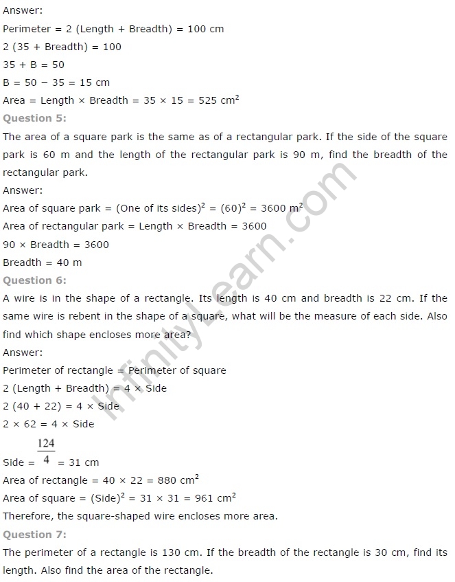 NCERT Solutions for Class 7 Maths Chapter 11 Perimeter and Area Exercise 11.1