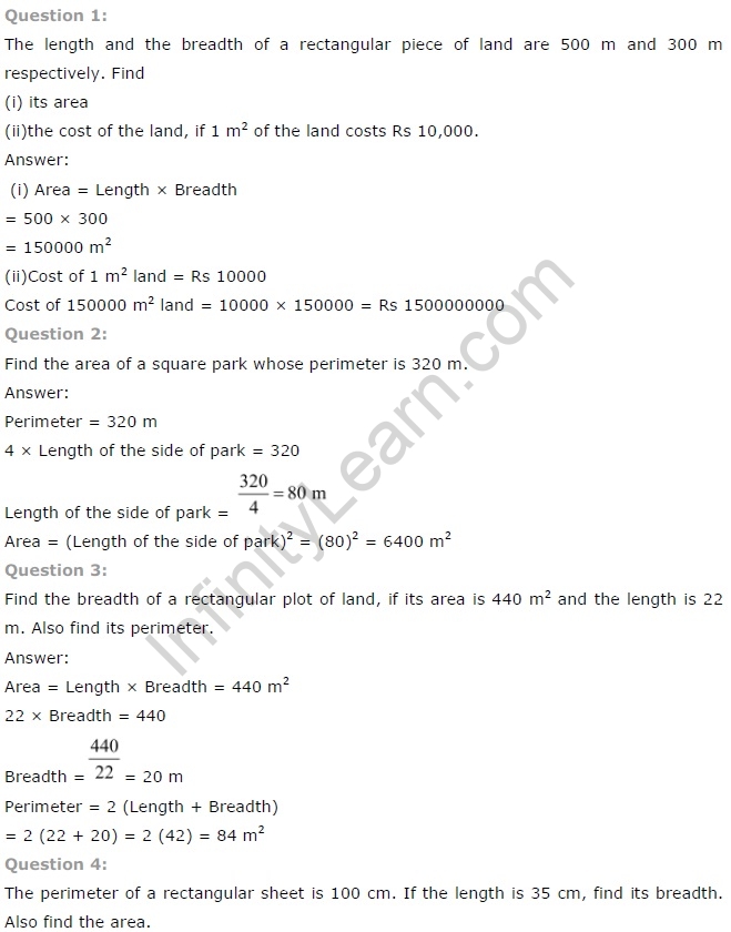 NCERT Solutions for Class 7th Maths Chapter 11 Perimeter and Area Exercise 11.1