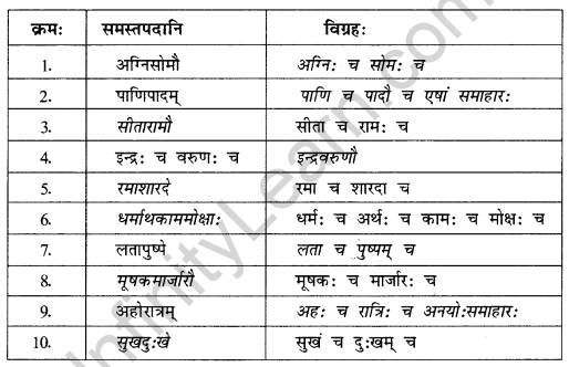 Abhyasvan Bhav Sanskrit Class 10 Solutions Chapter 7 समासा 1.6