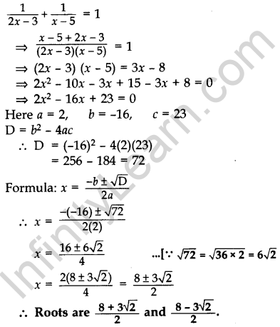 Important Questions for Class 10 Maths Chapter 4 Quadratic Equations 24