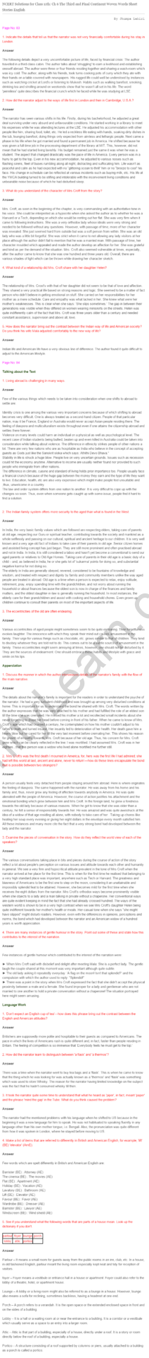 NCERT Solutions For Class 11 English Woven Words The Third and Final Continent
