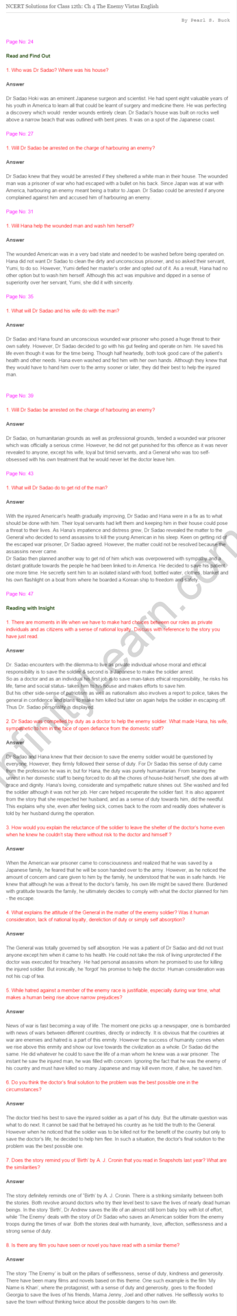 NCERT Solutions For Class 12 Vistas English Journey to the End of the Earth