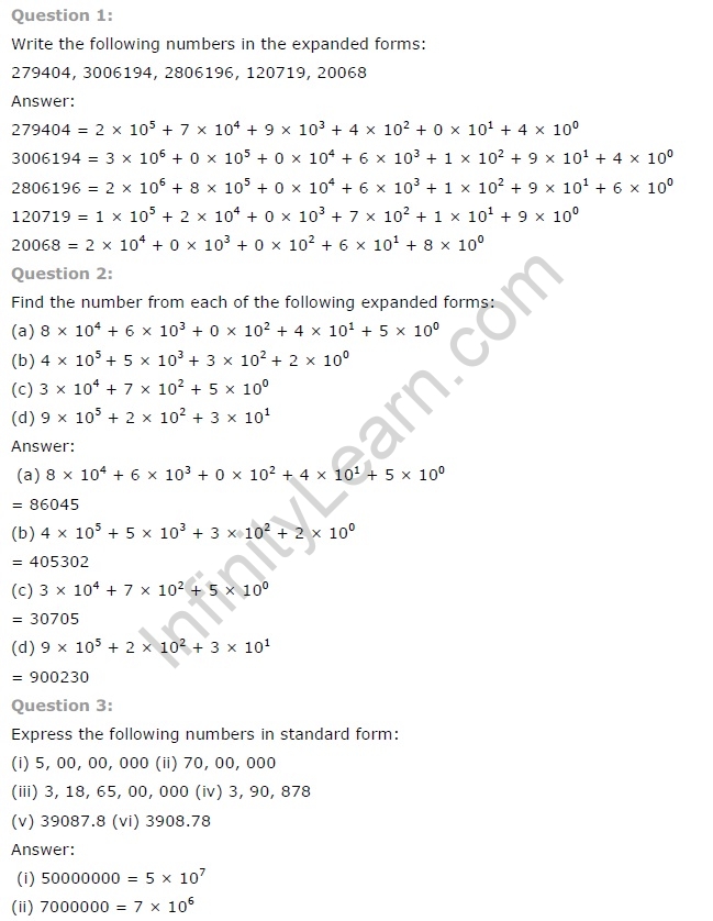 NCERT Solutions for Class 7 Maths Chapter 13 Exponents and Powers Ex 13.3 Q1