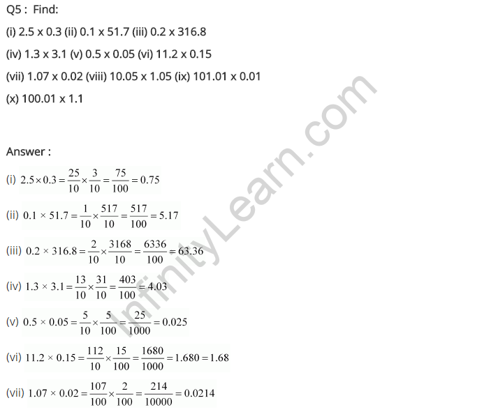 NCERT Solutions for Class 7 Maths Chapter 2 Fractions and Decimals Ex 2.6 Q5