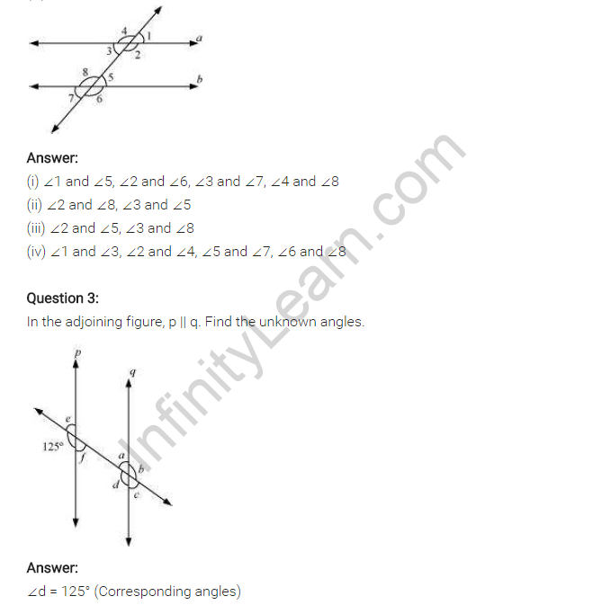 NCERT Solutions for Class 7 Maths Chapter 5 Lines and Angles Ex 5.2 Q2