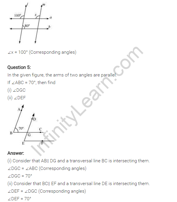NCERT Solutions for Class 7 Maths Chapter 5 Lines and Angles Ex 5.2 Q4