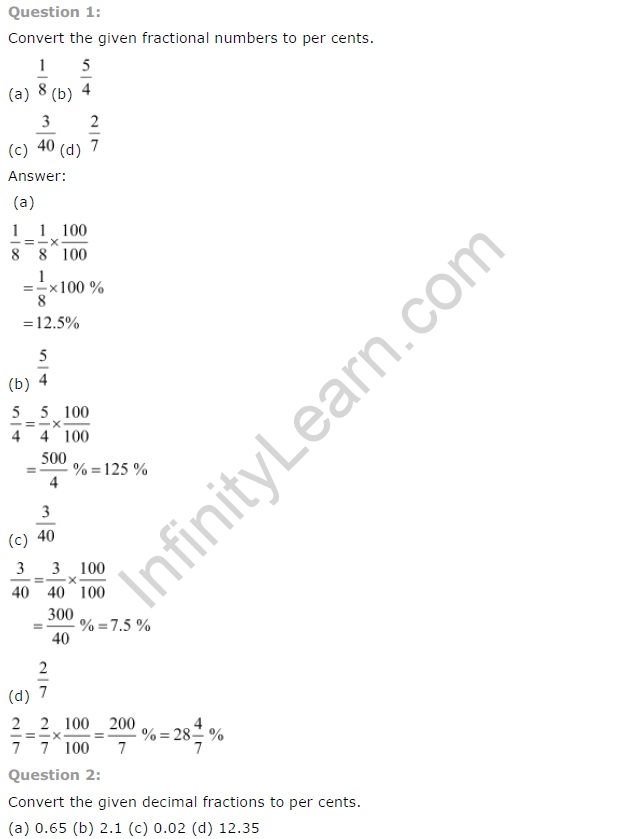 NCERT Solutions for Class 7 Maths Chapter 8 Comparing Quantities Ex 8.2 Q1