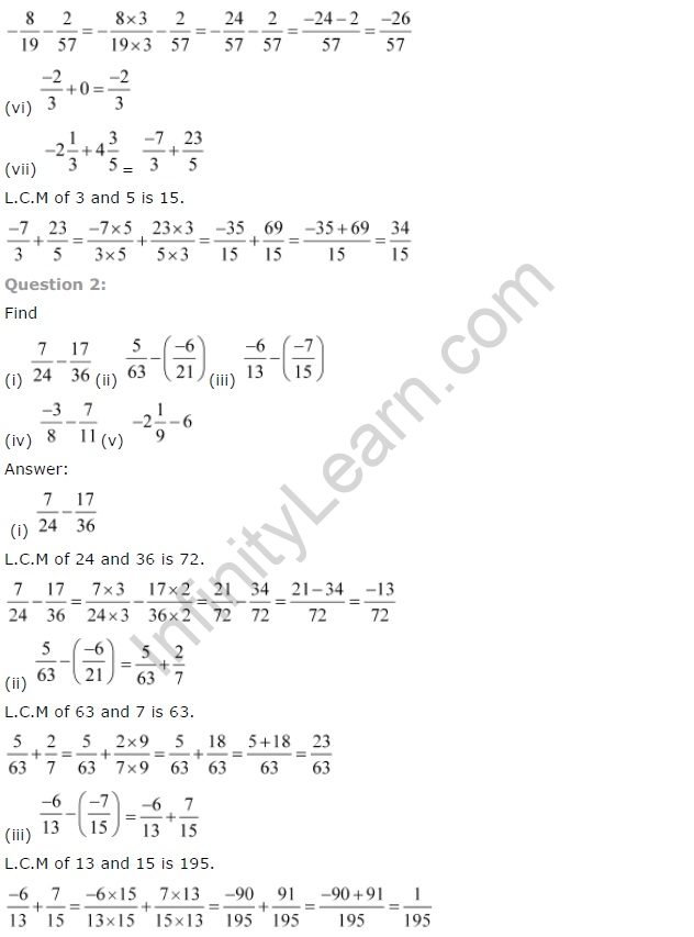 NCERT Solutions for Class 7 Maths Chapter 9 Rational Numbers Ex 9.2 Q2