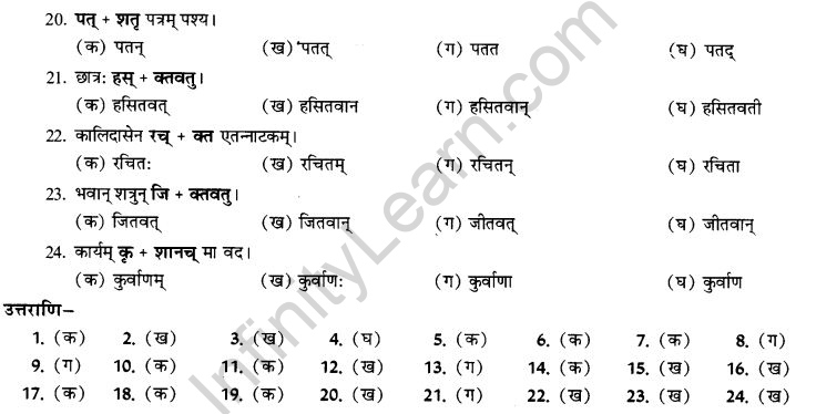 NCERT Solutions for Class 9th Sanskrit Chapter 19 Shatr Shanach Pratyayoh Prayogah 11