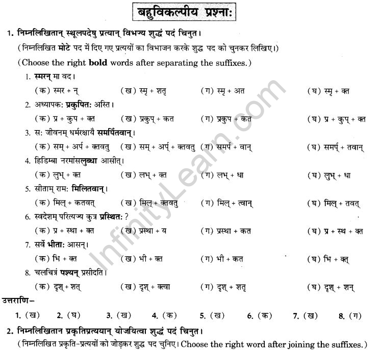 NCERT Solutions for Class 9th Sanskrit Chapter 19 Shatr Shanach Pratyayoh Prayogah 8