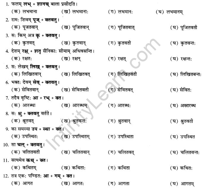 NCERT Solutions for Class 9th Sanskrit Chapter 19 Shatr Shanach Pratyayoh Prayogah 9