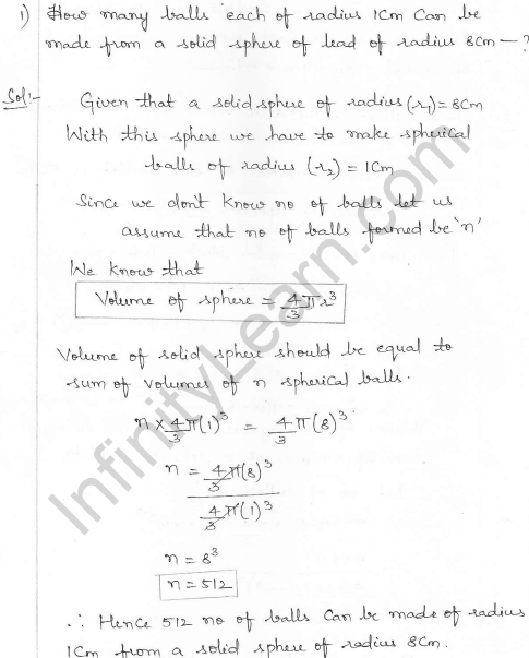 RD Sharma Class 10 Solutions Surface areas and Volumes Ex 16.1 Q1