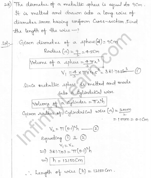 RD Sharma Class 10 Solutions Surface areas and Volumes Ex 16.1 Q28