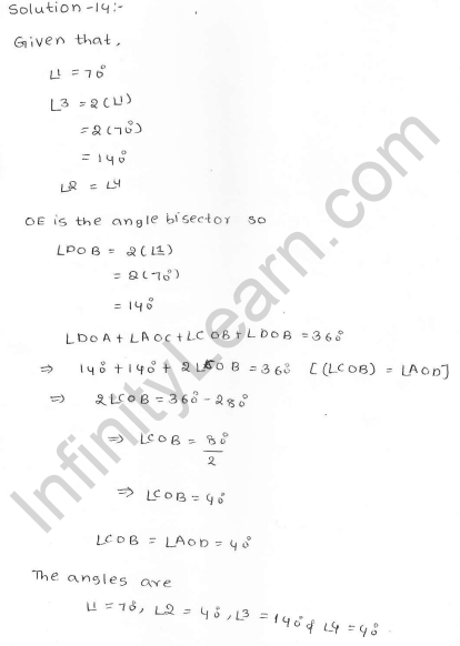 RD Sharma Class 7 Solutions 14.Lines and angles Ex-14.1 Q 14