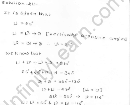 RD Sharma Class 7 Solutions 14.Lines and angles Ex-14.1 Q 21