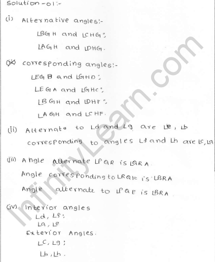RD Sharma Class 7 Solutions 14.Lines and angles Ex-14.2 Q 1