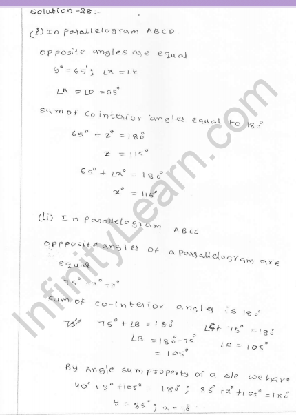 RD Sharma Class 7 Solutions 14.Lines and angles Ex-14.2 Q 28
