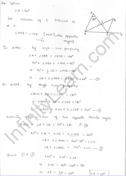 RD Sharma Class 7 Solutions 15.Properties of triangles Ex-15.2 Q 24