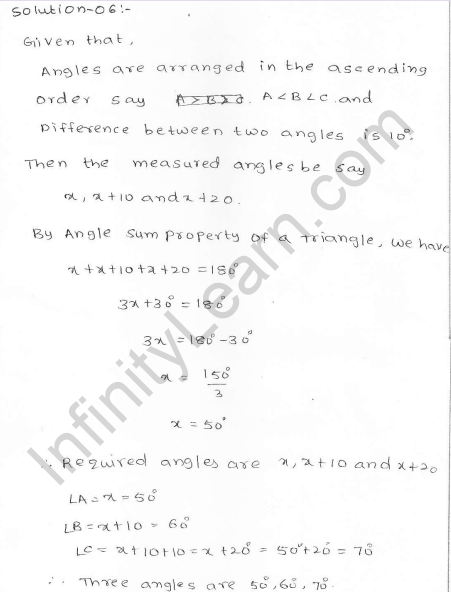 RD Sharma Class 7 Solutions 15.Properties of triangles Ex-15.2 Q 6