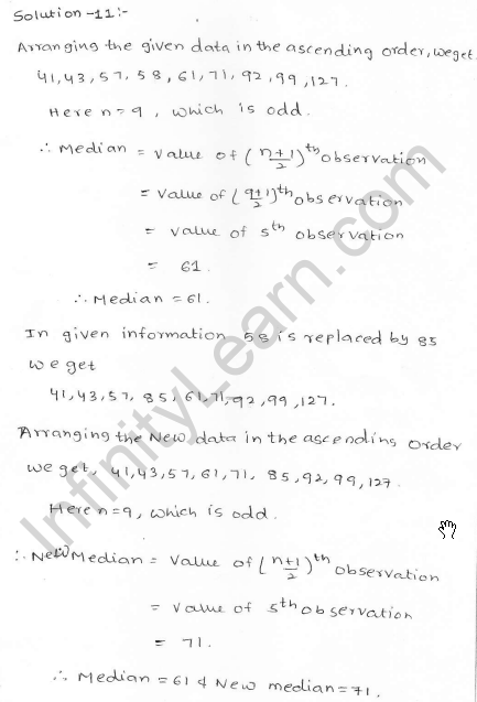RD Sharma class 7 solutions 23.Data Handling-II (central values) Ex-23.3 Q 11