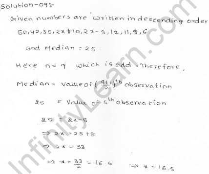 RD Sharma class 7 solutions 23.Data Handling-II (central values) Ex-23.3 Q 9