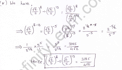 RD Sharma class 9 maths Solutions chapter 2 Exponents of Real Numbers Question 2 (v)