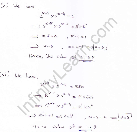 RD Sharma class 9 maths Solutions chapter 2 Exponents of Real Numbers Question 5 (v) (vi)